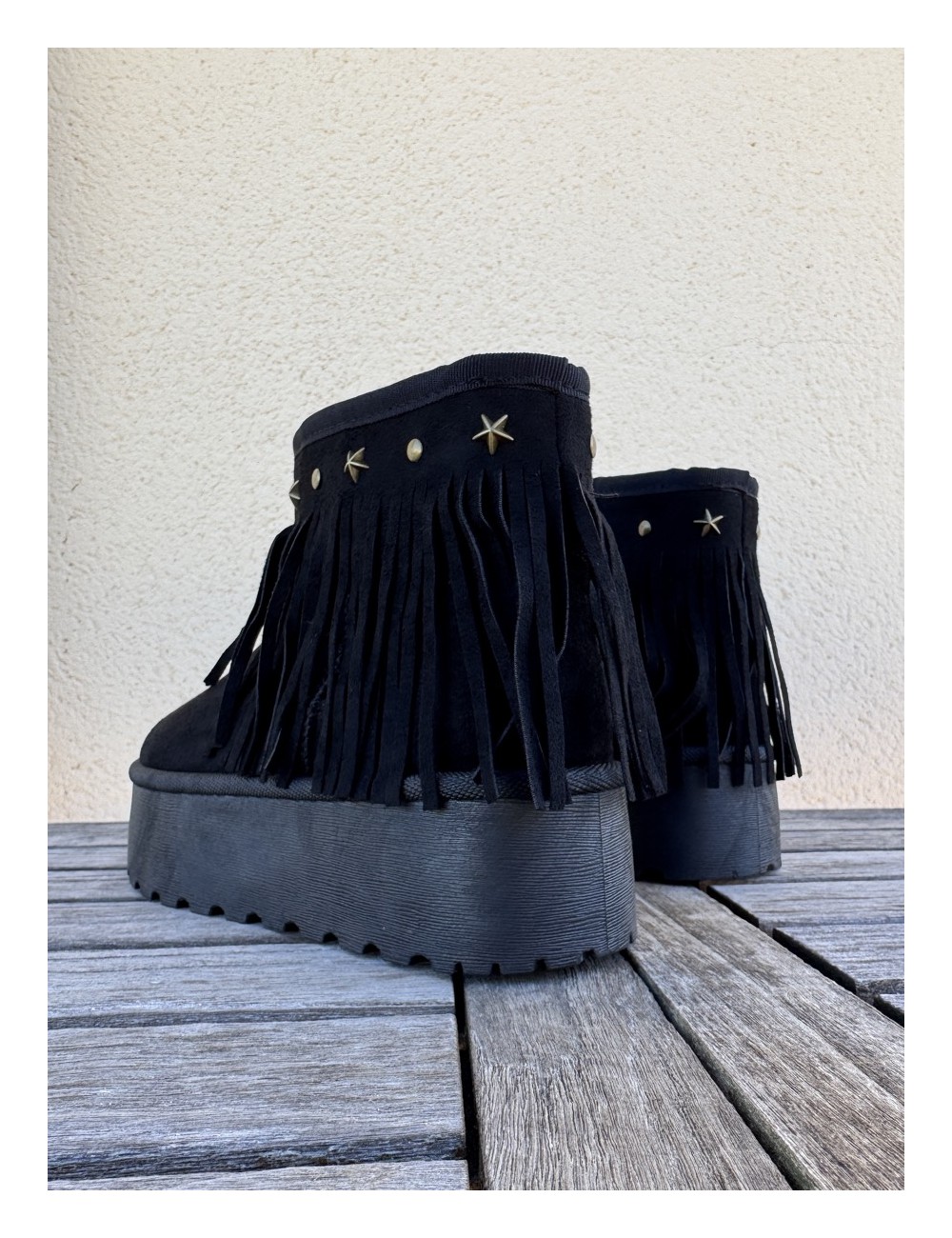 Botas de nieve con flecos Trapani Noir