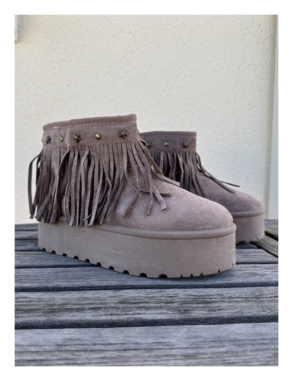 Botas de nieve con flecos Trapani Khaki