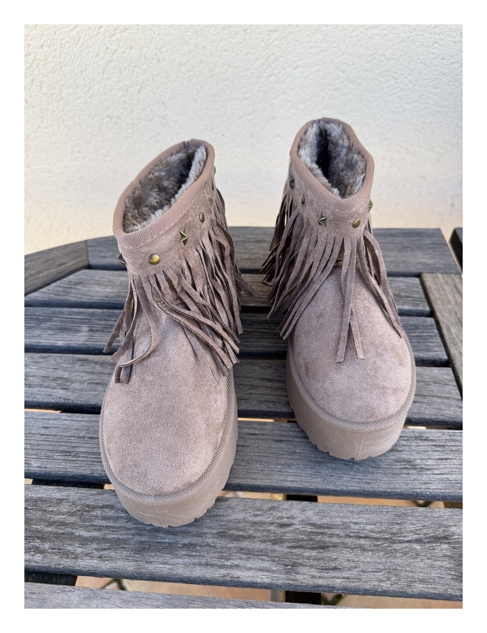 Botas de nieve con flecos Trapani Khaki