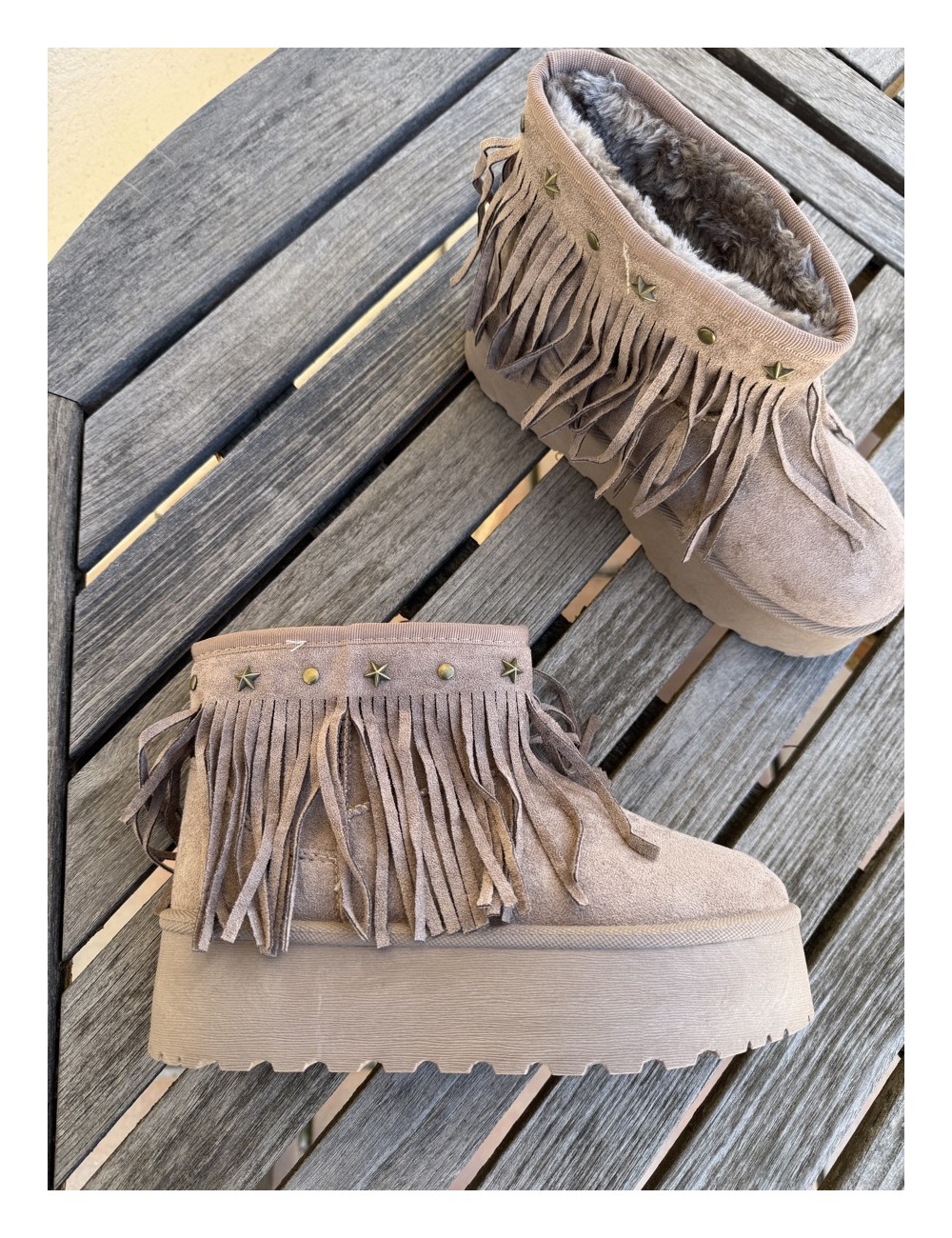Botas de nieve con flecos Trapani Khaki