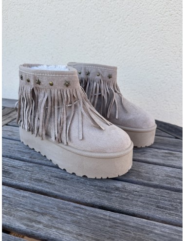Botas de nieve con flecos Trapani Beige