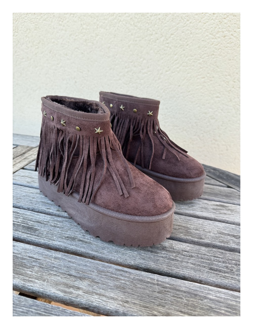 Botas de nieve con flecos Trapani Brown
