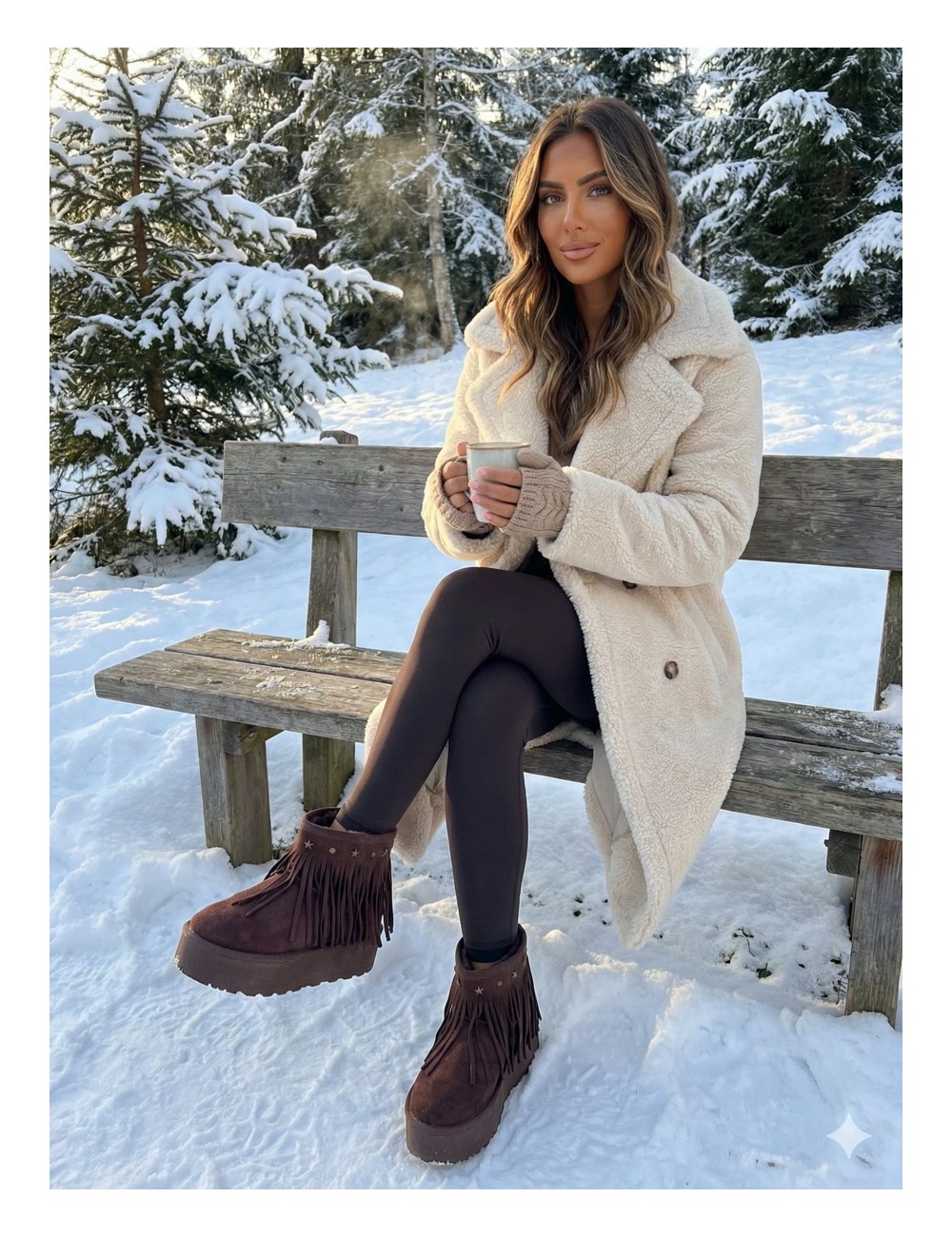 Botas de nieve con flecos Trapani Brown