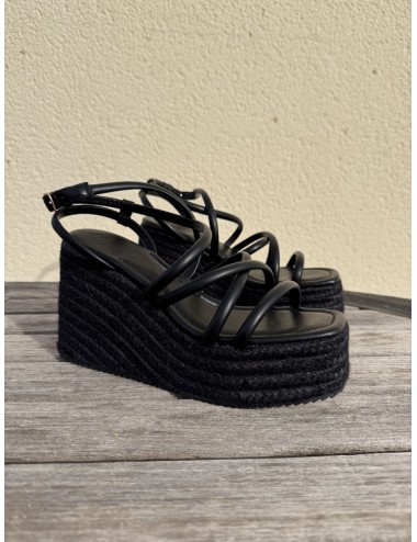 Sandalias con plataforma de esparto Positano Noir