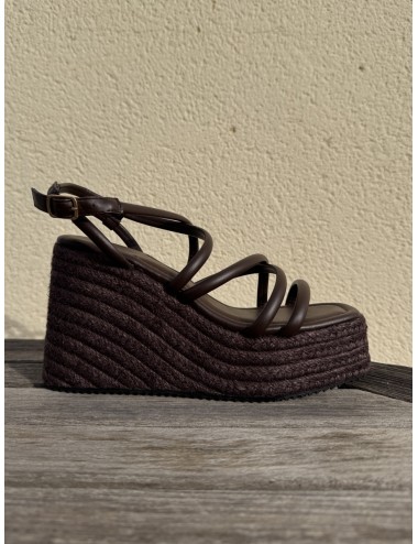 Sandalias con plataforma de esparto Positano Brown