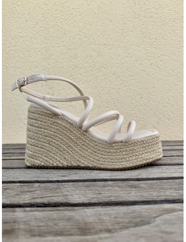 Sandalias con plataforma de esparto Positano Beige