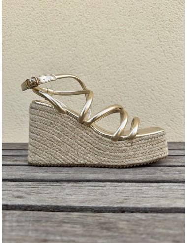 Sandalias con plataforma de esparto Positano Gold