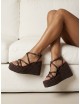 Sandalias con plataforma de esparto Positano Brown
