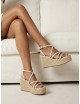Sandalias con plataforma de esparto Positano Beige