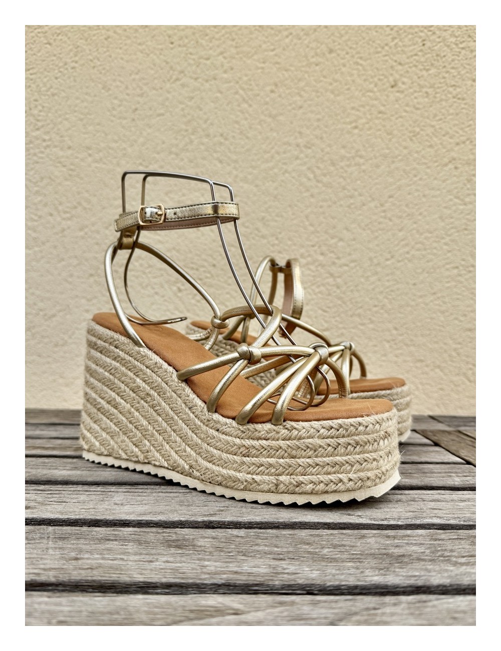 Sandalias de esparto y Plataforma Lazzo Gold