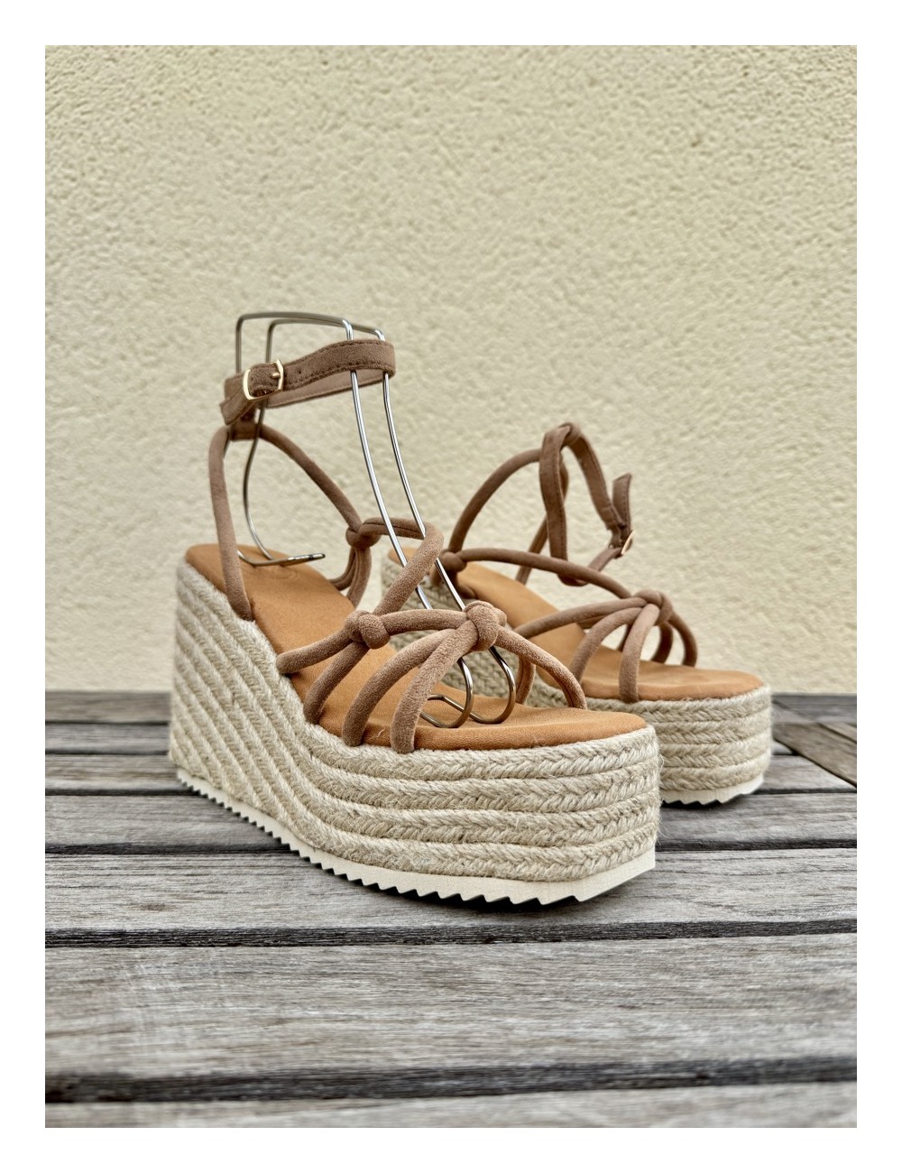Sandalias de esparto y Plataforma Lazzo Khaki