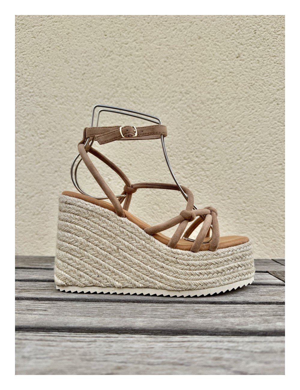 Sandalias de esparto y Plataforma Lazzo Khaki
