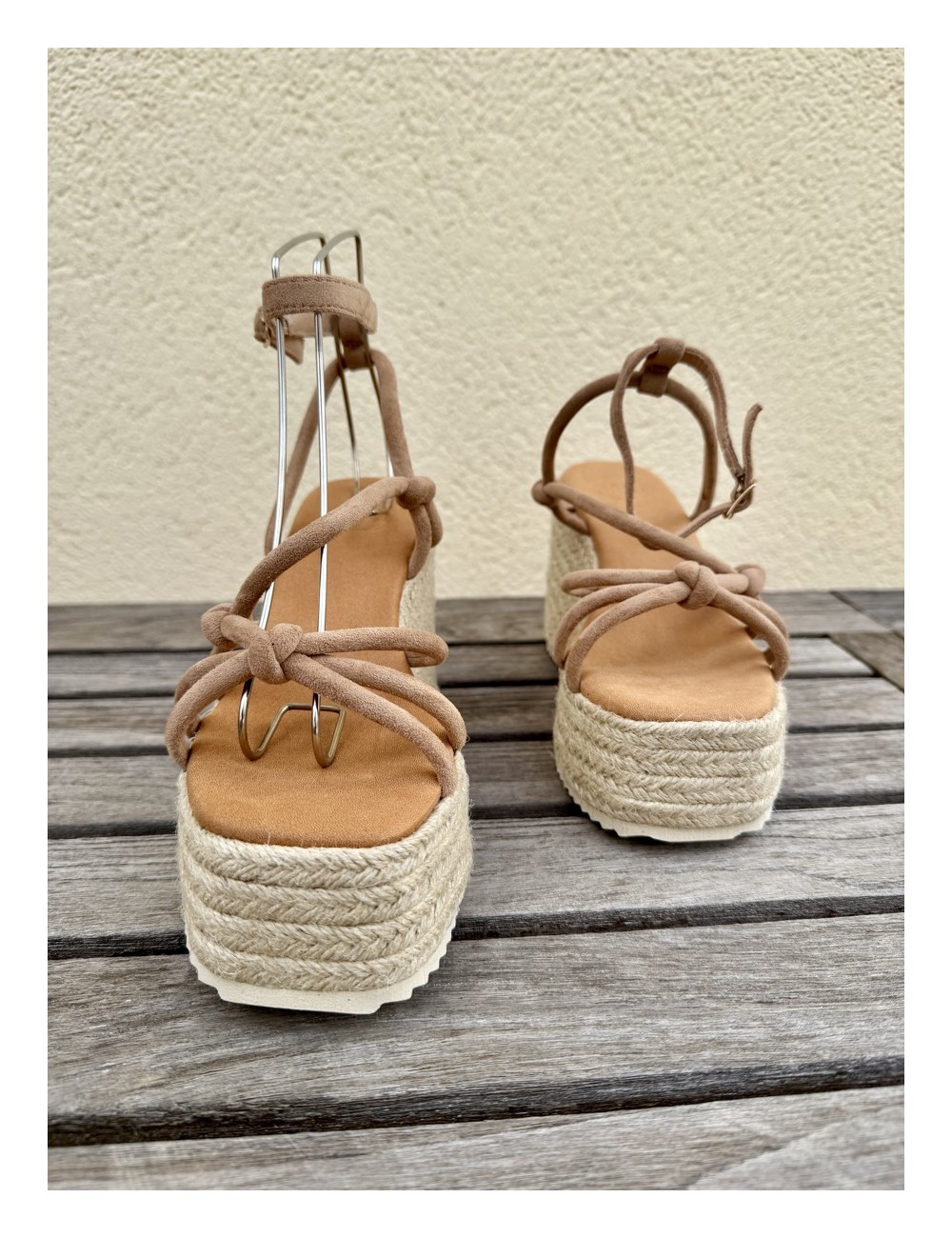 Sandalias de esparto y Plataforma Lazzo Khaki