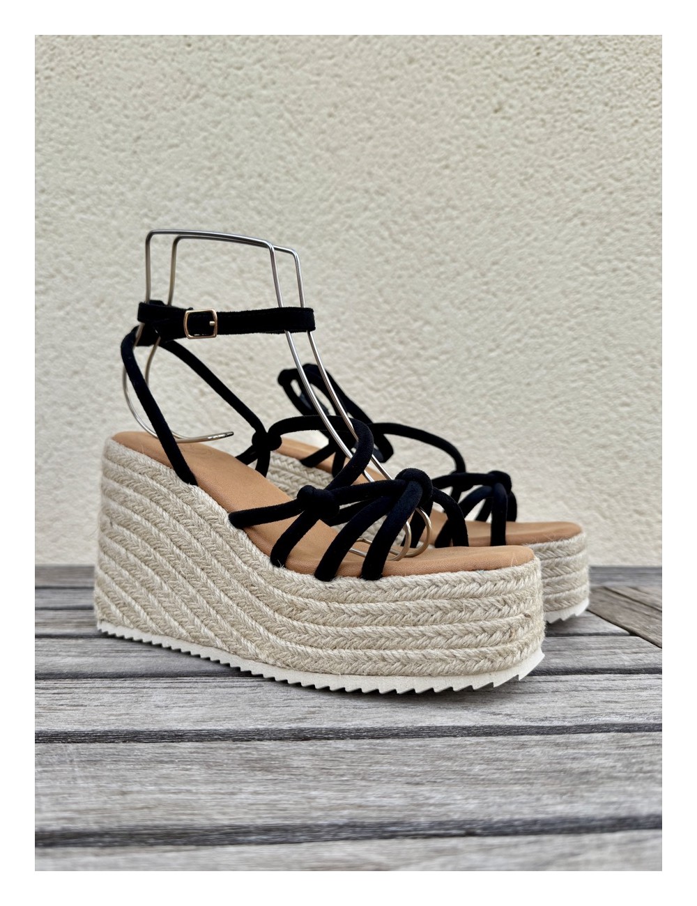 Sandalias de esparto y Plataforma Lazzo Noir