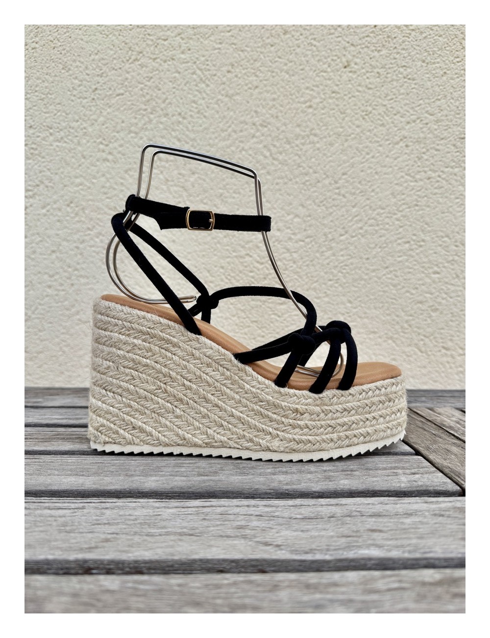 Sandalias de esparto y Plataforma Lazzo Noir