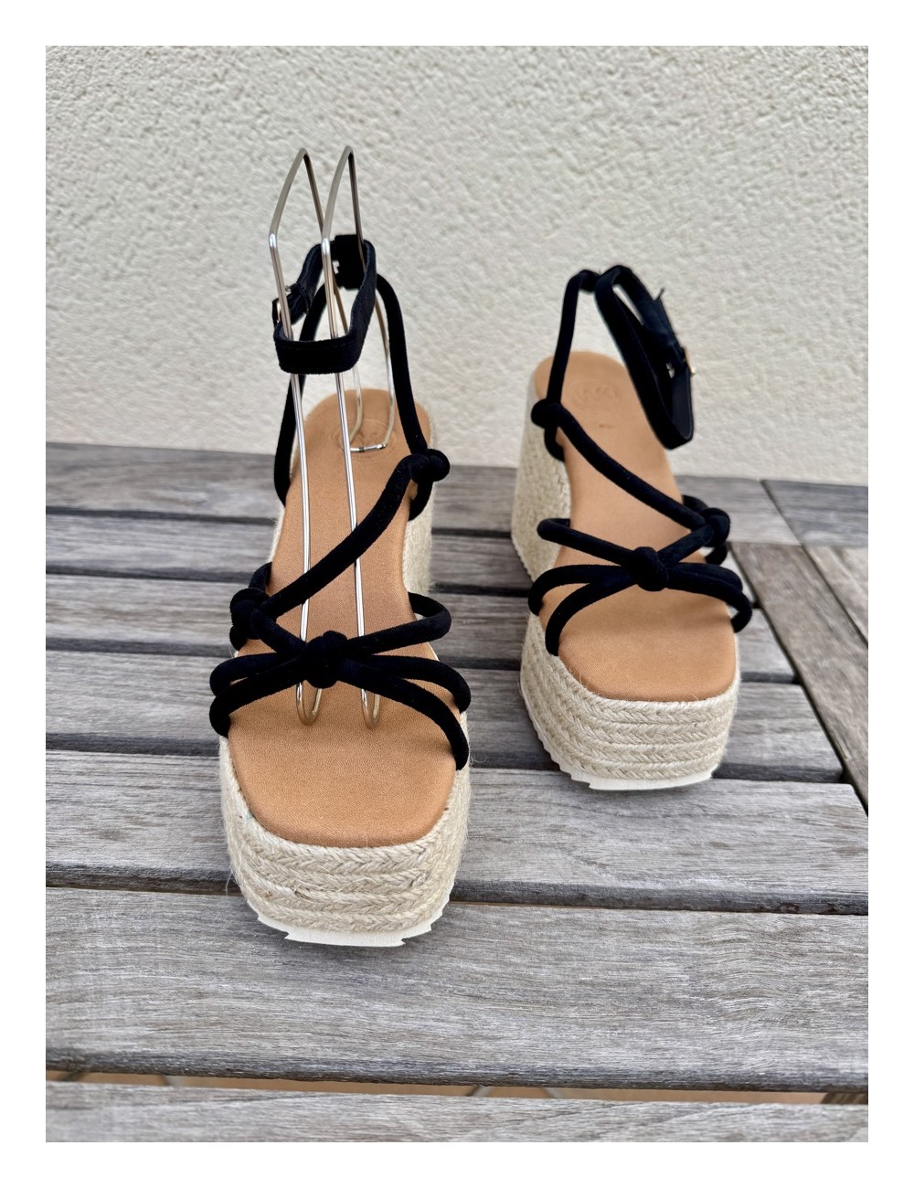 Sandalias de esparto y Plataforma Lazzo Noir