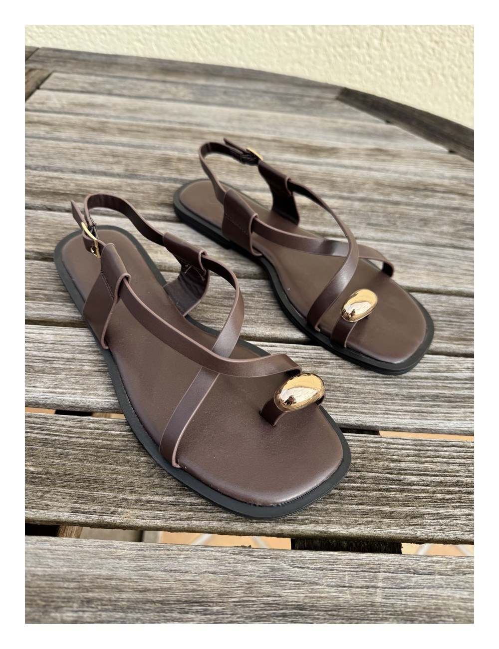 Sandalias planas Sassi Brown