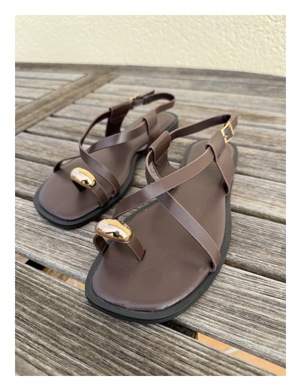 Sandalias planas Sassi Brown