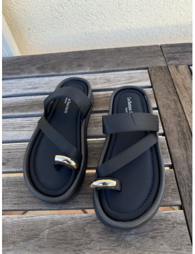 Sandalias de Plataforma con Anillo Dorado Caorla Noir