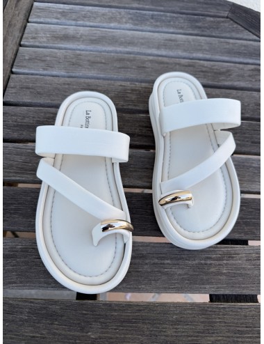 Sandalias de Plataforma con Anillo Dorado Caorla Beige