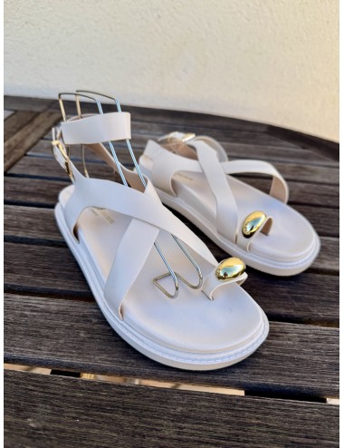 Sandalias Romanas con Anillo Doradas Alpi Beige