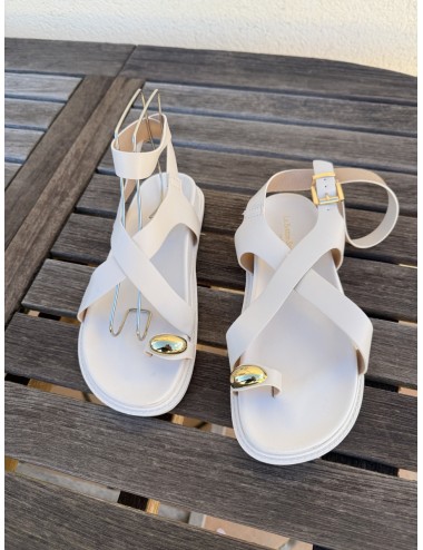Sandalias Romanas con Anillo Doradas Alpi Beige
