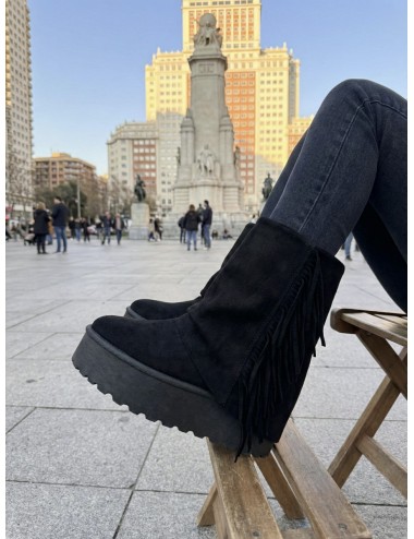 Botas con flecos y plataforma Crotona Noir