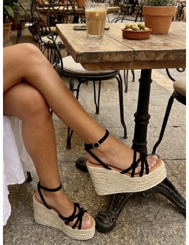 Sandalias de esparto y Plataforma Lazzo Noir