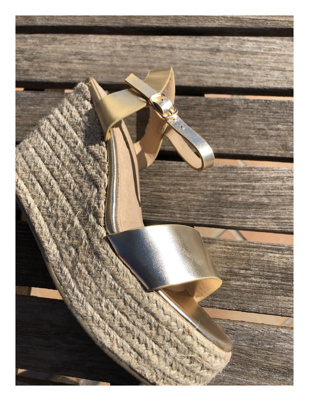 Sandalias con Cuña de Esparto Teglio Gold