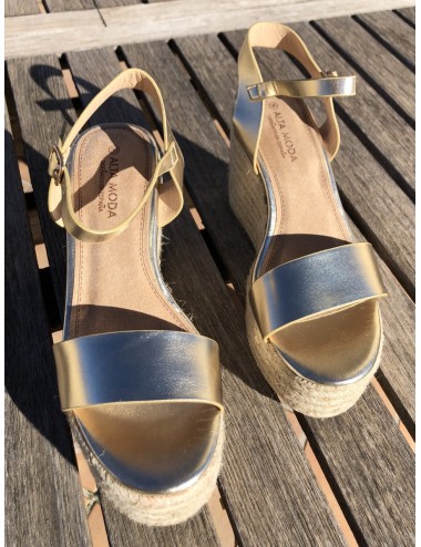 Sandalias con Cuña de Esparto Teglio Gold