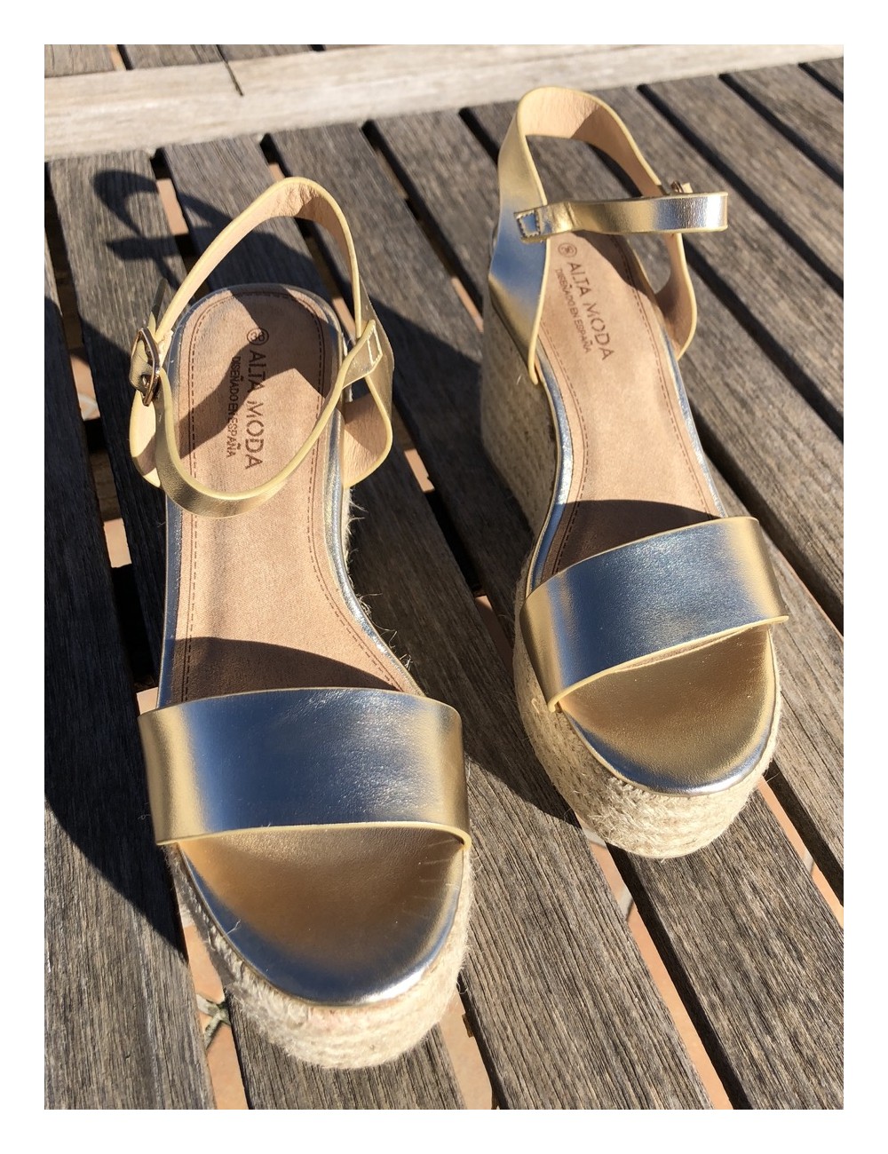 Sandalias con Cuña de Esparto Teglio Gold