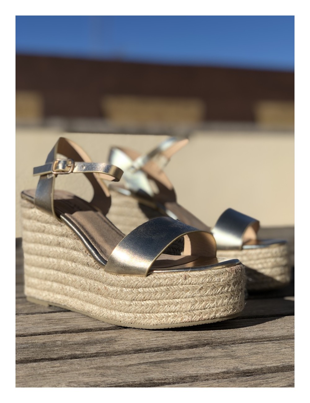 Sandalias con Cuña de Esparto Teglio Gold