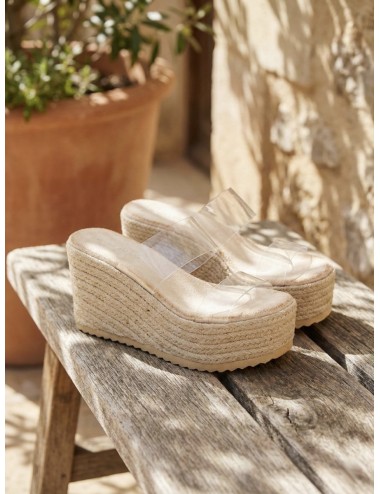 Cuñas de Tiras Transparentes con Plataforma Asola Beige