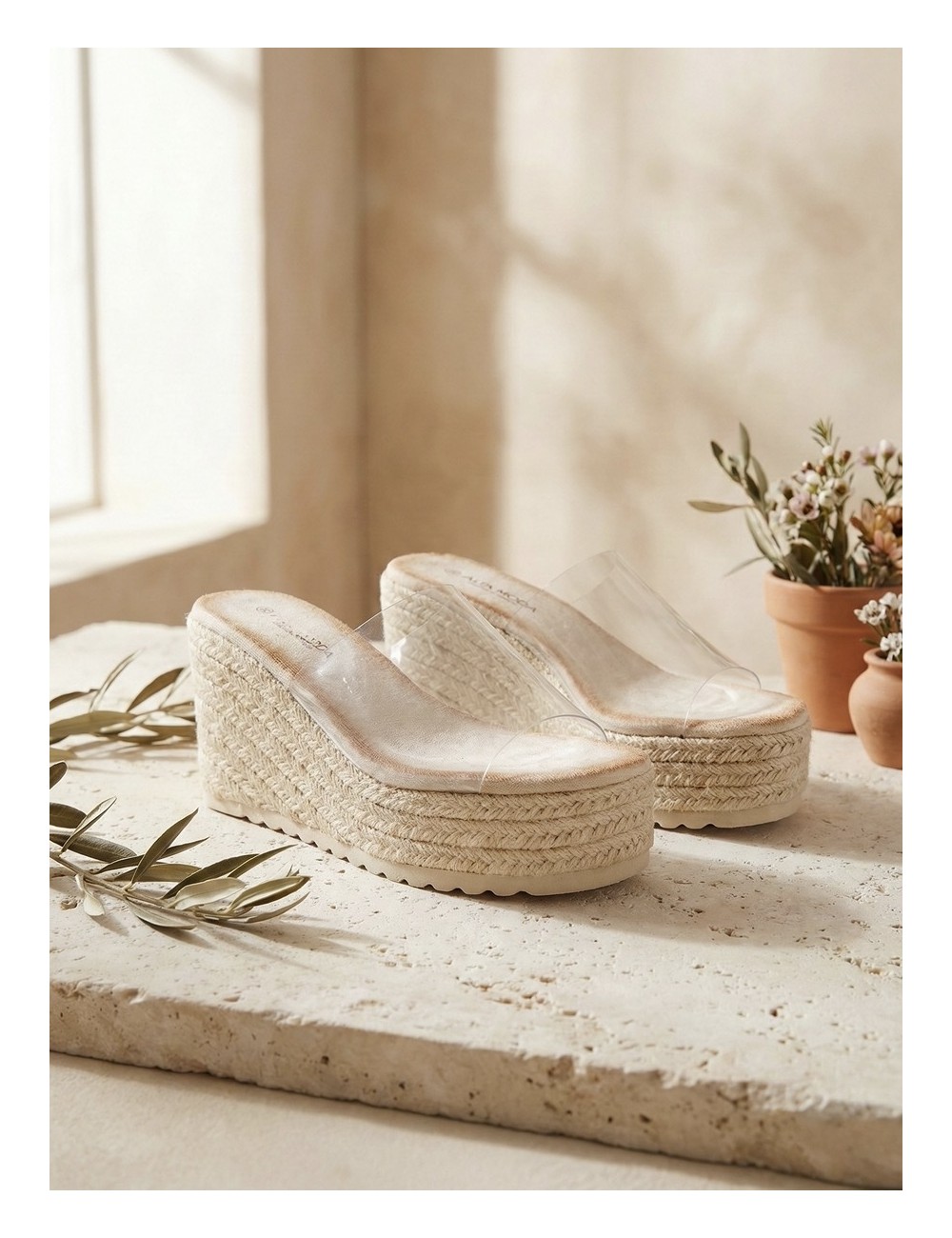 Cuñas de Esparto con Plataforma Fissa Beige