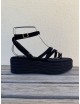 Sandalias con plataforma de esparto Enas Noir