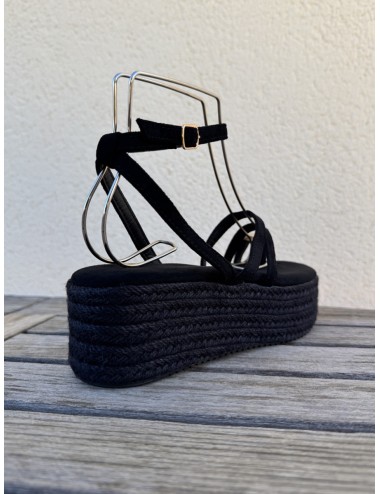 Sandalias con plataforma de esparto Enas Noir