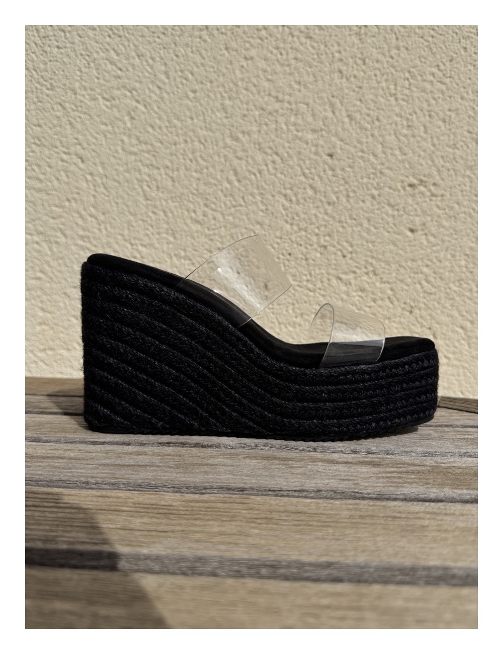Sandalias de esparto con tiras Transparente Biasi Noir