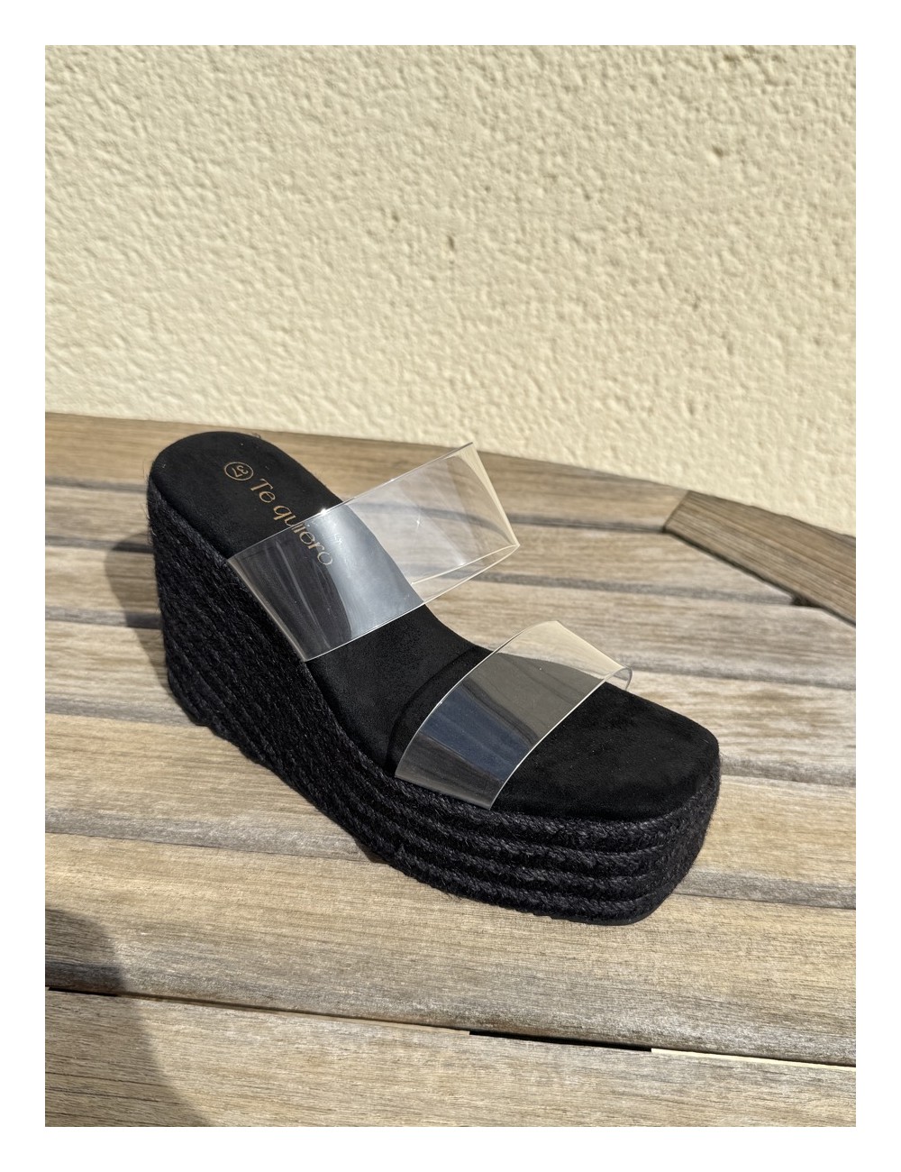 Sandalias de esparto con tiras Transparente Biasi Noir