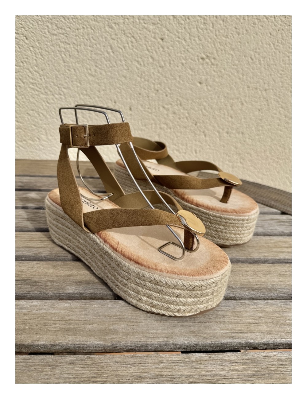 Sandalias con plataforma Paolo Khaki