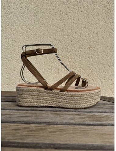 Sandalias con plataforma de esparto Enas Khaki