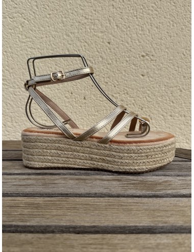 Sandalias con plataforma de esparto Enas Gold