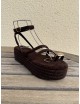 Sandalias con plataforma de esparto Enas Brown