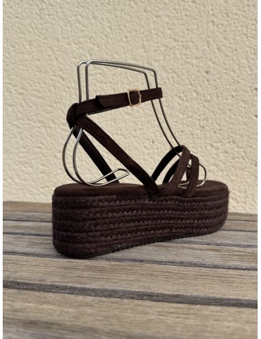 Sandalias con plataforma de esparto Enas Brown