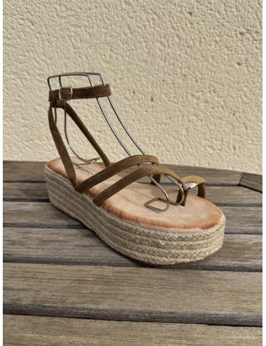 Sandalias con plataforma de esparto Enas Khaki