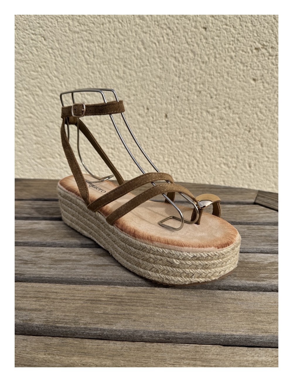 Sandalias con plataforma de esparto Enas Khaki