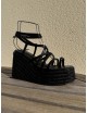 Sandalias con cuña y tiras Piras All Noir