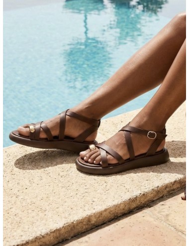 Sandalias con tiras y anillo Onifai Brown