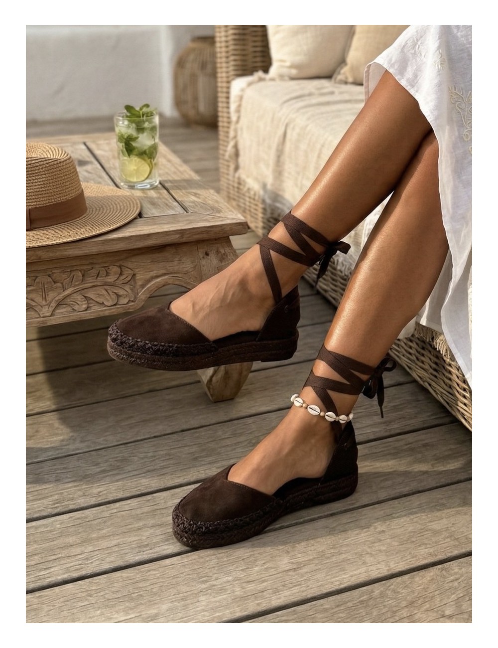 Alpargatas con cintas a la pierna Altara Brown