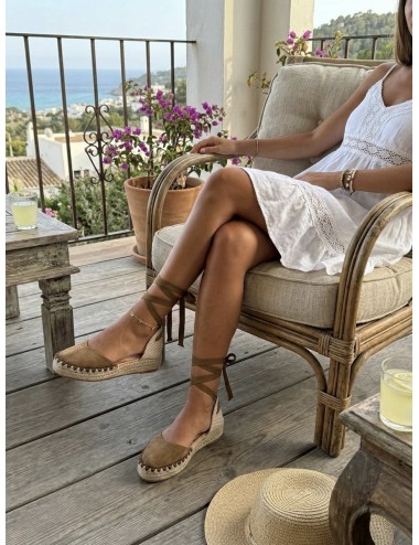 Alpargatas con cintas a la pierna Altara Khaki