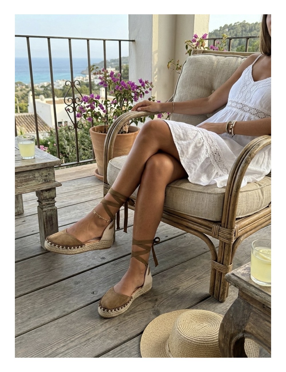 Alpargatas con cintas a la pierna Altara Khaki